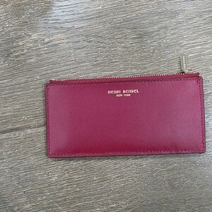 Henri Bendel Burgundy Card Carrier Wallet 5x3